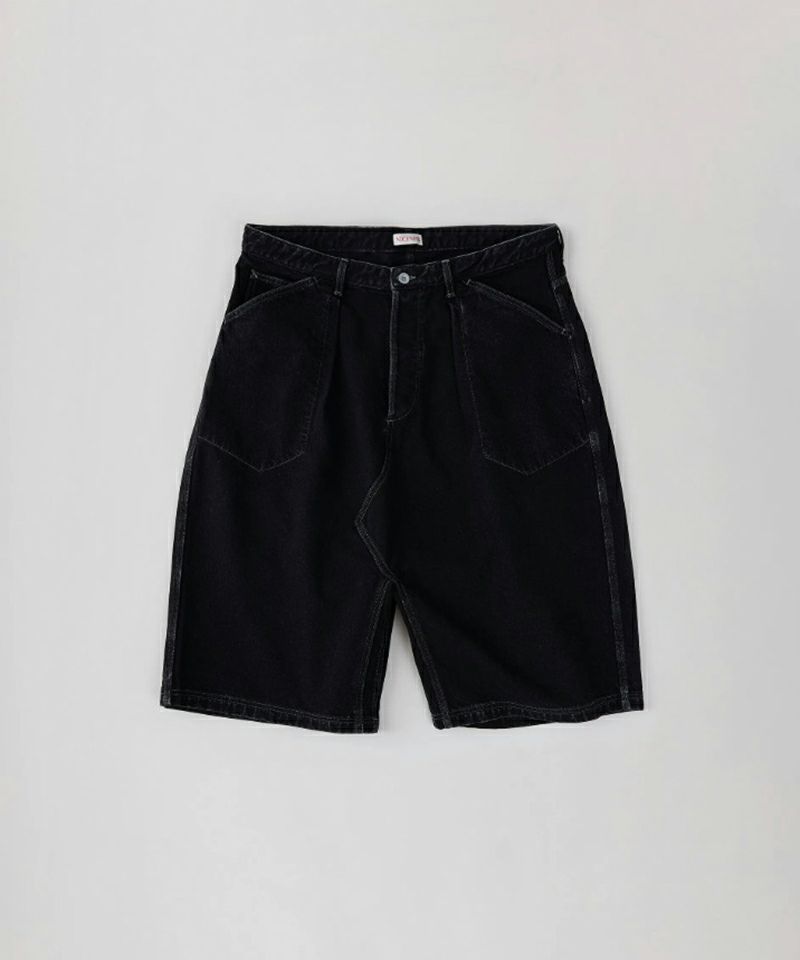 ＜NICENESS＞B.STU / Bスツゥー (エイジドエフェクト バギーショーツ-ブラック)