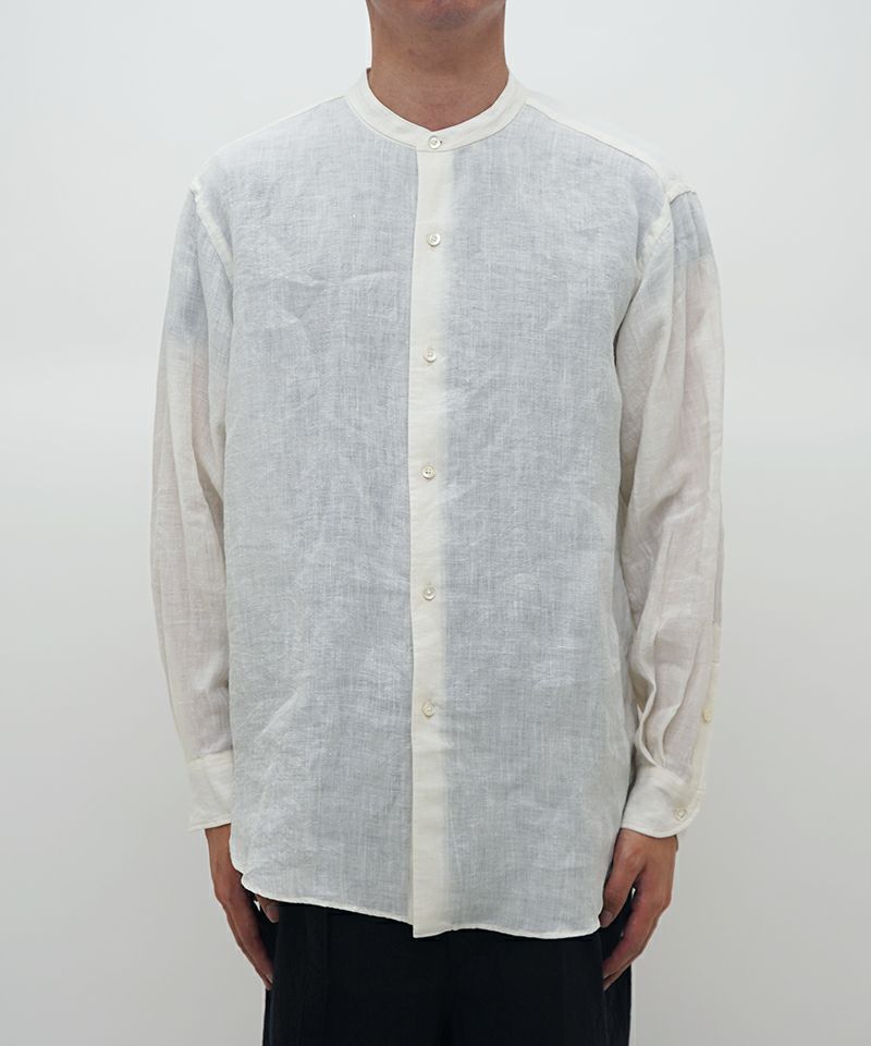 ＜blurhms＞Linen Band-collar Shirt