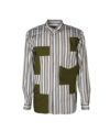 ＜COMME des GARCONS HOMME PLUS＞綿クラスターストライプ×綿ブロード シャツ (PP-B007-051)