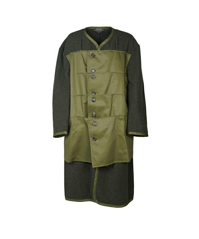 ＜COMME des GARCONS HOMME PLUS＞ウール/ナイロンモッサ×綿チノクロス コート (PP-C008-051)