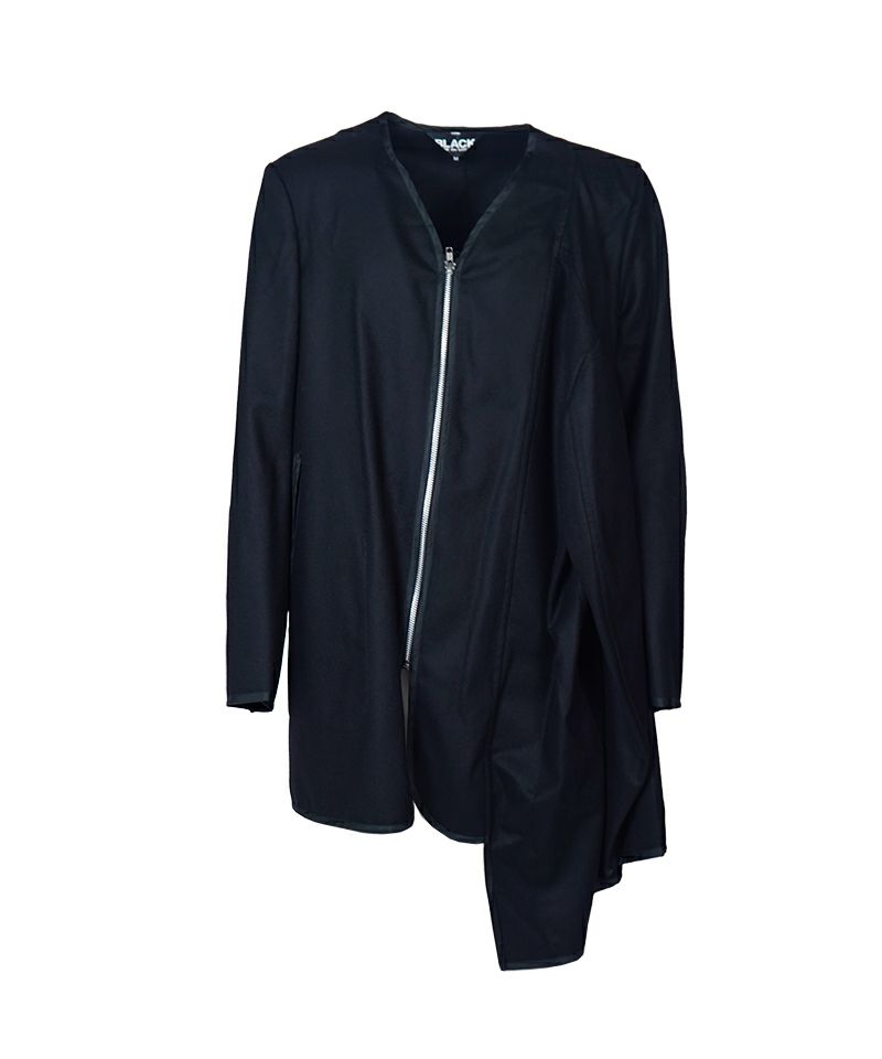 ＜BLACK COMME des GARCONS＞ウール/ナイロン フラノコート (1P-C005-052)