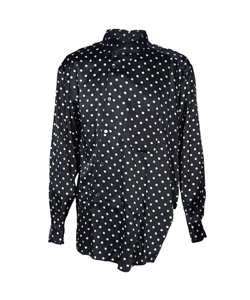 ＜BLACK COMME des GARCONS＞レーヨンサテン水玉プリント シャツ (1P-B008-052)