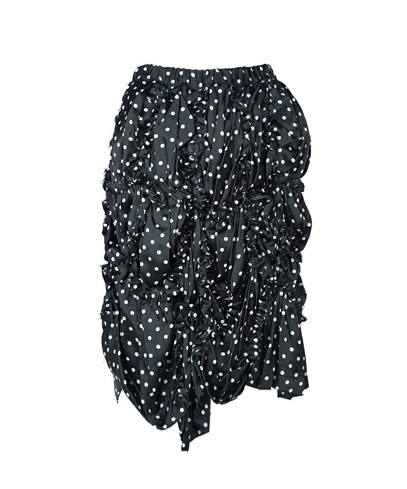 ＜BLACK COMME des GARCONS＞レーヨンサテン水玉プリント スカート (1P-S004-052)