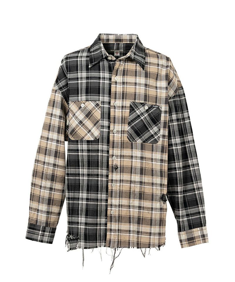 c0mi リメイク check shirt docking no-sleeve c0mi リメイク check shirt docking no-sleeve - メルカリ