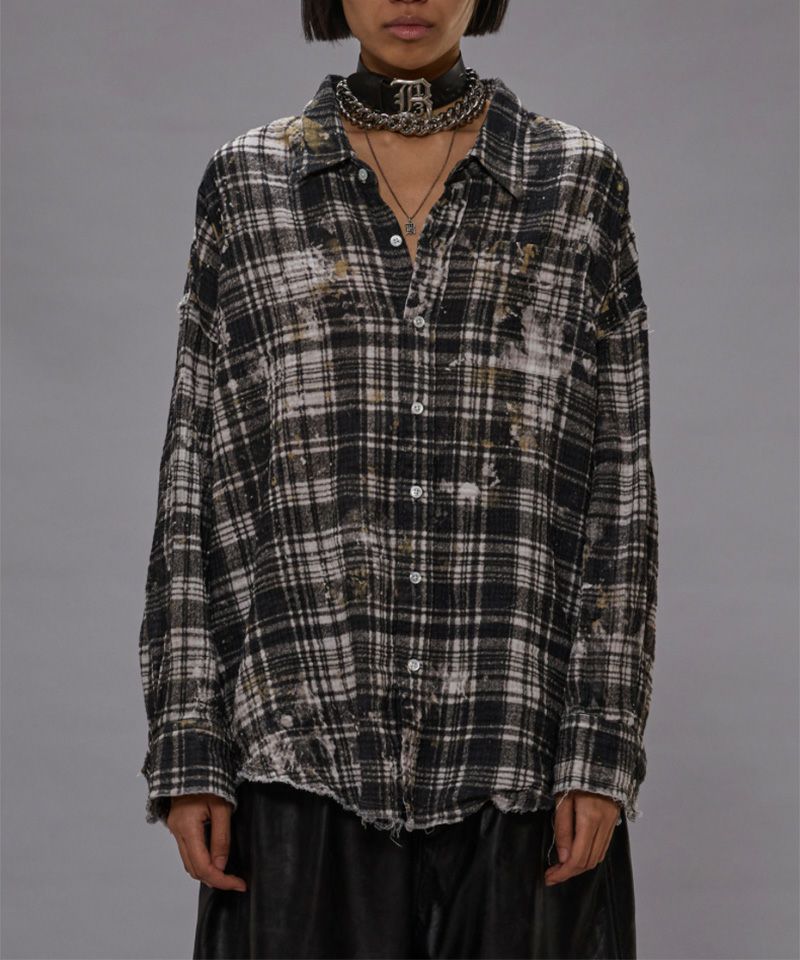 R13  SHREDDED SEAM DROP NECK
SHIRT 常田着用 R13: SSENSE限定 ブルー Shredded Seam Drop Neck シャツ