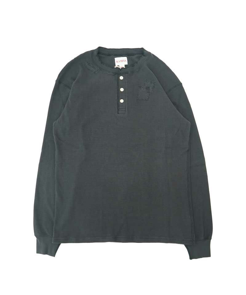 ＜KAMIYA＞BORO Waffleknit Henley L/S Tee