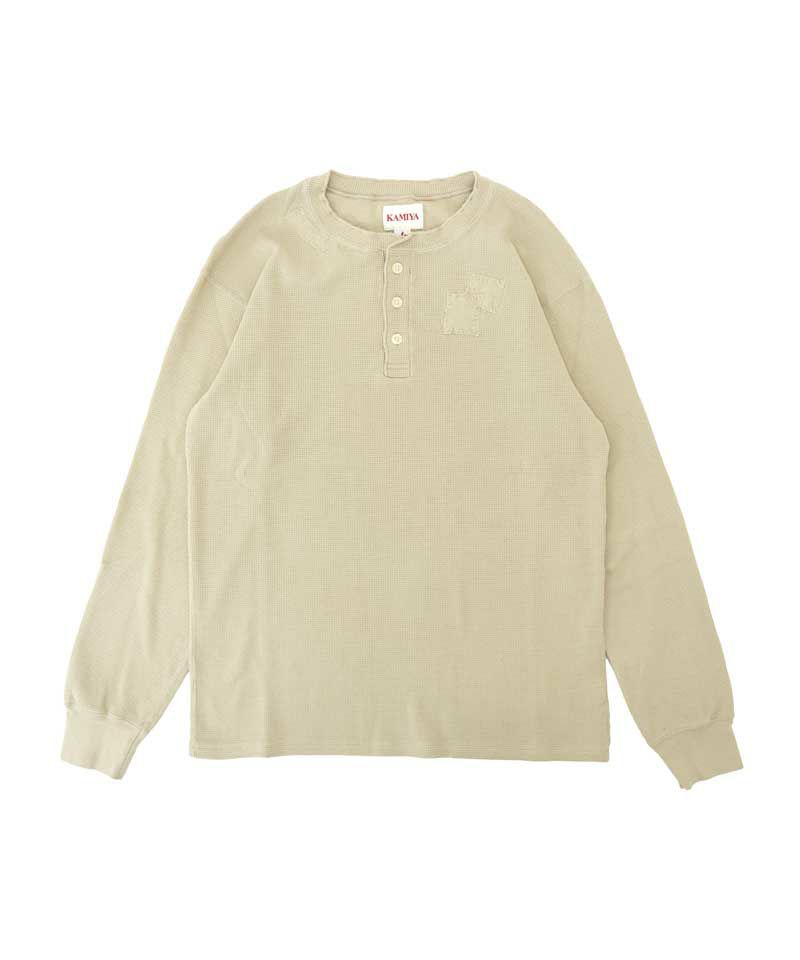 ＜KAMIYA＞BORO Waffleknit Henley L/S Tee