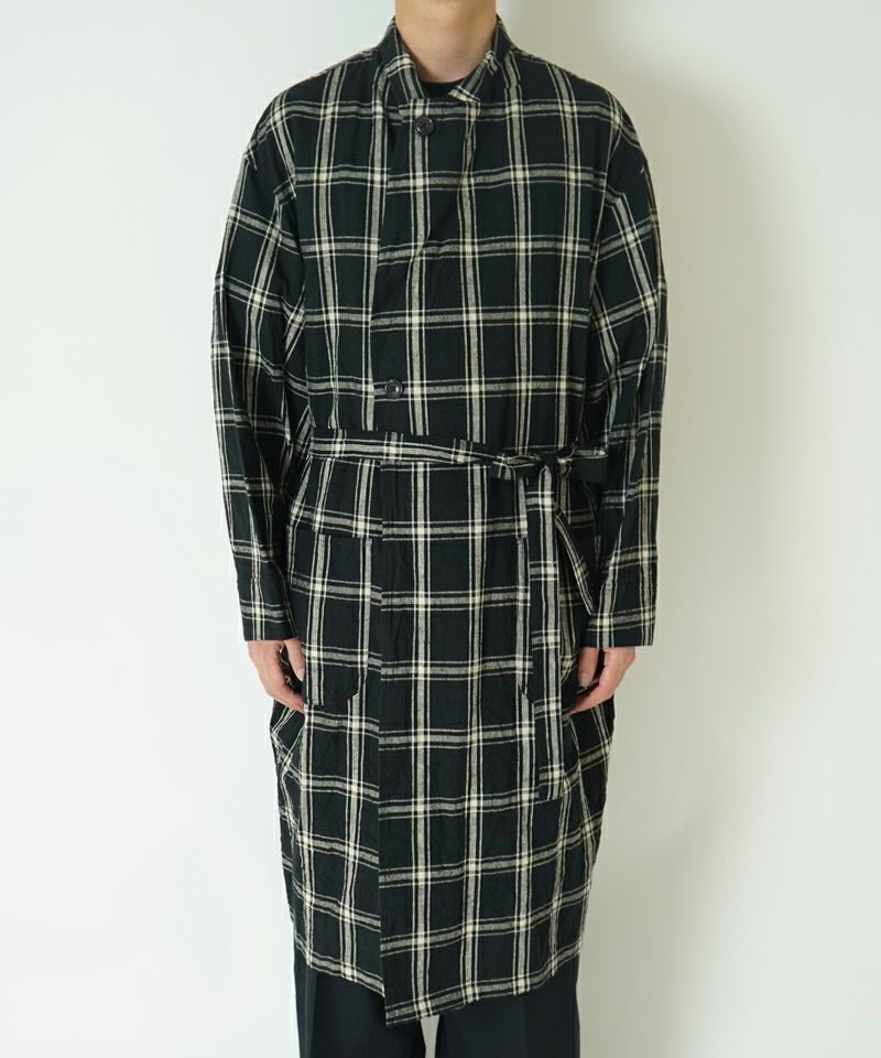 Silk/Cottn Nep Plaid Coat