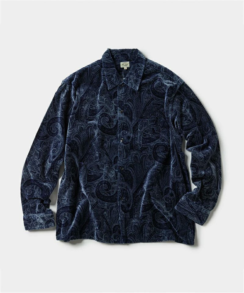 GOLD＞PAISLEY PATTERN INDIGO VELVETEEN OPEN SHIRT | MAKES ONLINE STORE