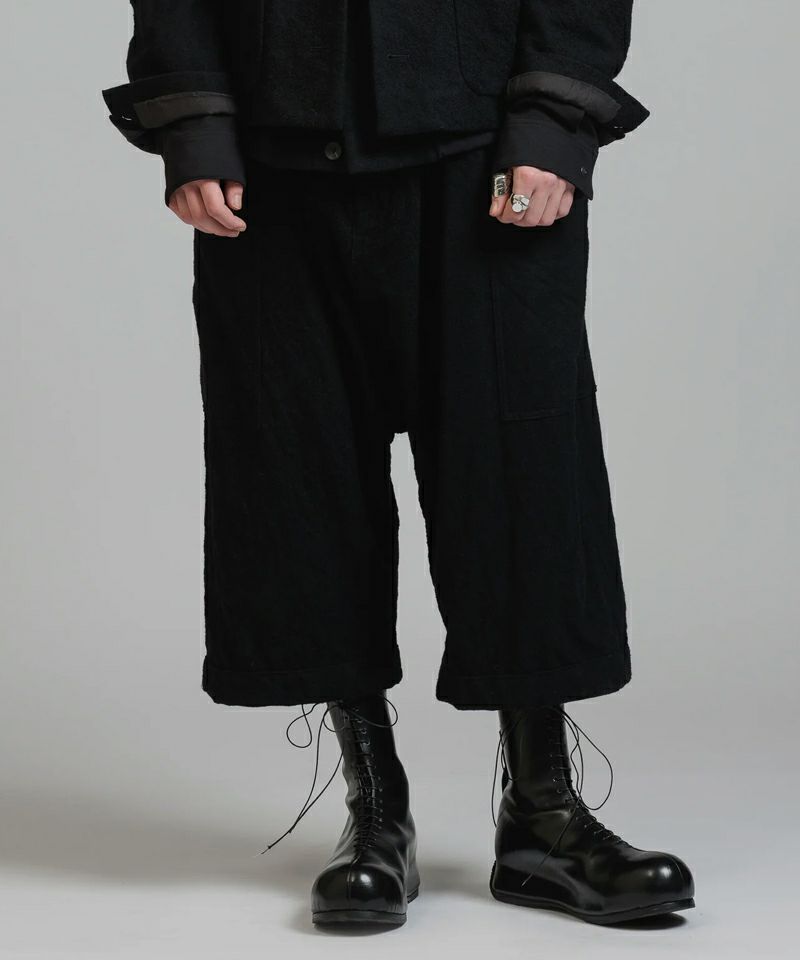 EMBROIDERED TWIL DROP-CLOTCH TROUSERS