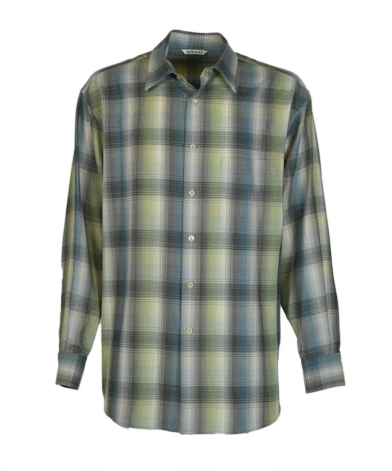 美品 AURALEE SUPER LIGHT CHECK SHIRTS Auralee Super Light Wool Check Shirt Gray Check | Cultizm