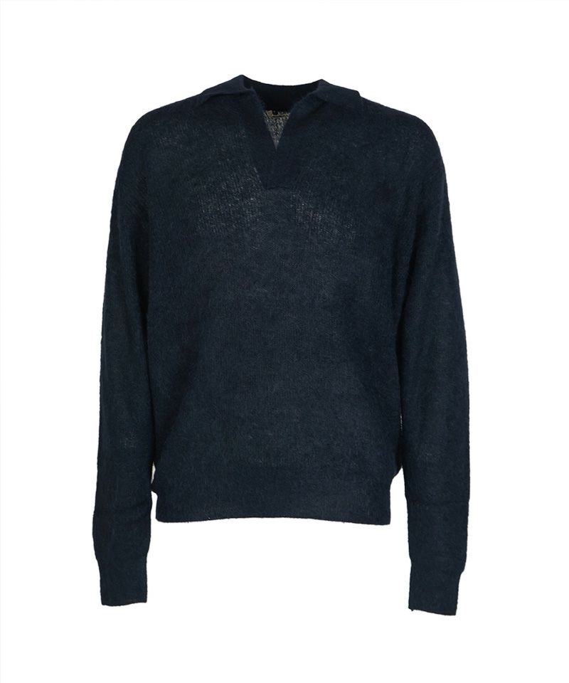 AURALEE＞BABY SURI ALPACA SHEER KNIT SKIPPER POLO | MAKES ONLINE STORE