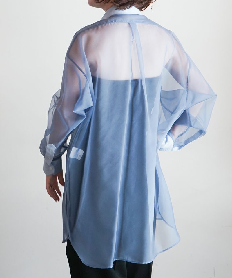 HYKE＞OXFORD SHIRT WITH SHEER DETAILING | MAKES ONLINE STORE