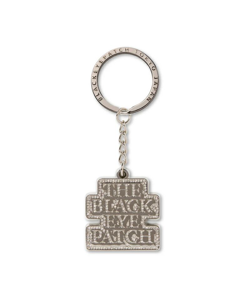 RHINESTONED OG LABEL PLATED KEYCHAIN