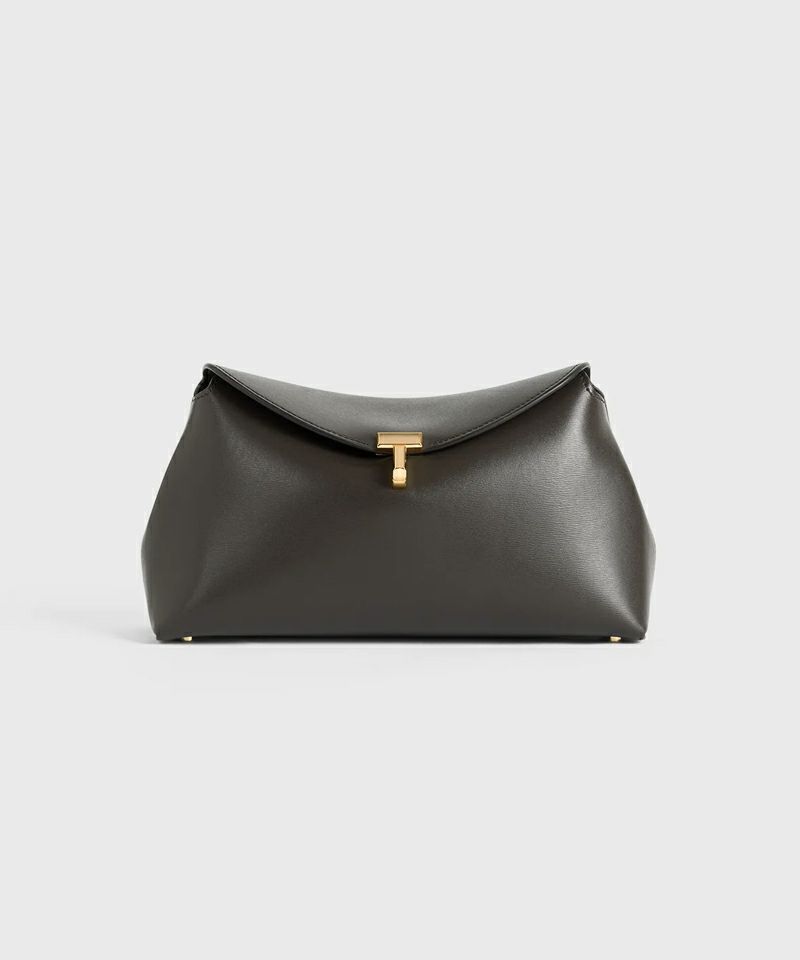 T-Lock leather clutch BARK