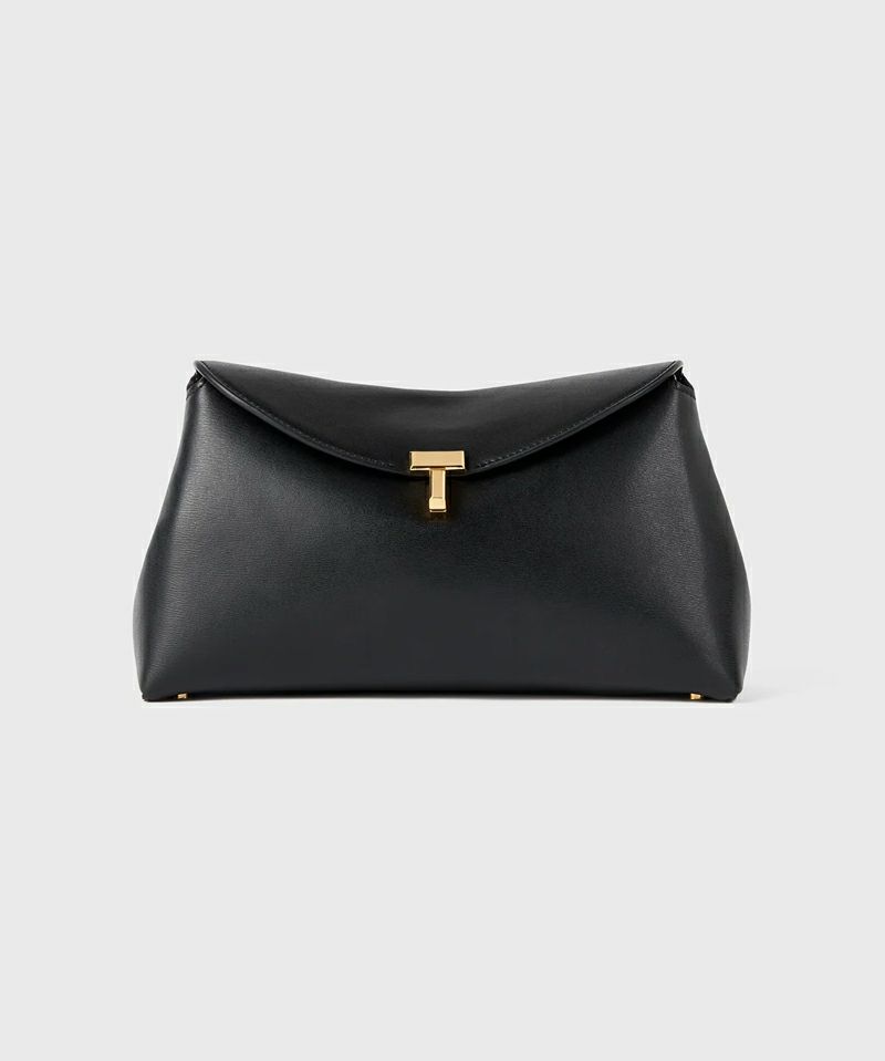 T-Lock leather clutch BLACK