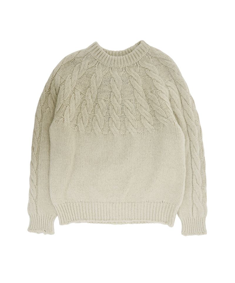 ＜JUNYAWATANABE MAN＞チュビオットウールケーブル柄ホールガーメント