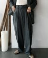 HERRINGBONE BELTED WIDE 2TUCK PANTS