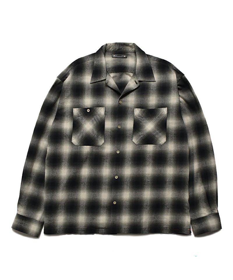 ＜MINEDENIM＞C.Flannel Ombre Open Collar SH