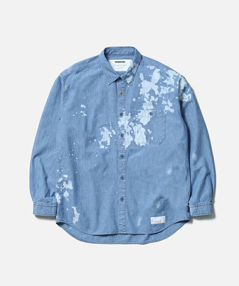 ＜NEIGHBORHOOD＞GARMENT BLEACH CHAMBRAY SHIRT LS