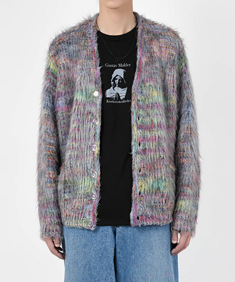 ＜LAD MUSICIAN＞P.34-02 MIX ACRYLIC SHAGGYKNIT CARDIGAN