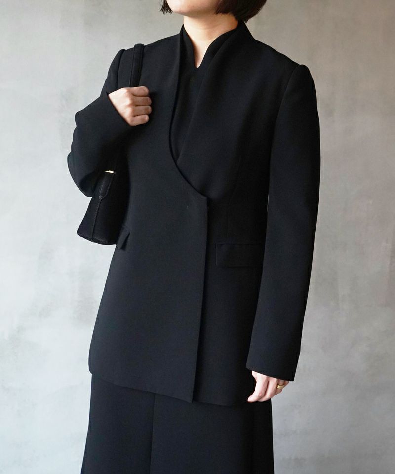 Acetate Polyester Collarless Double Breasted Suit Jacket