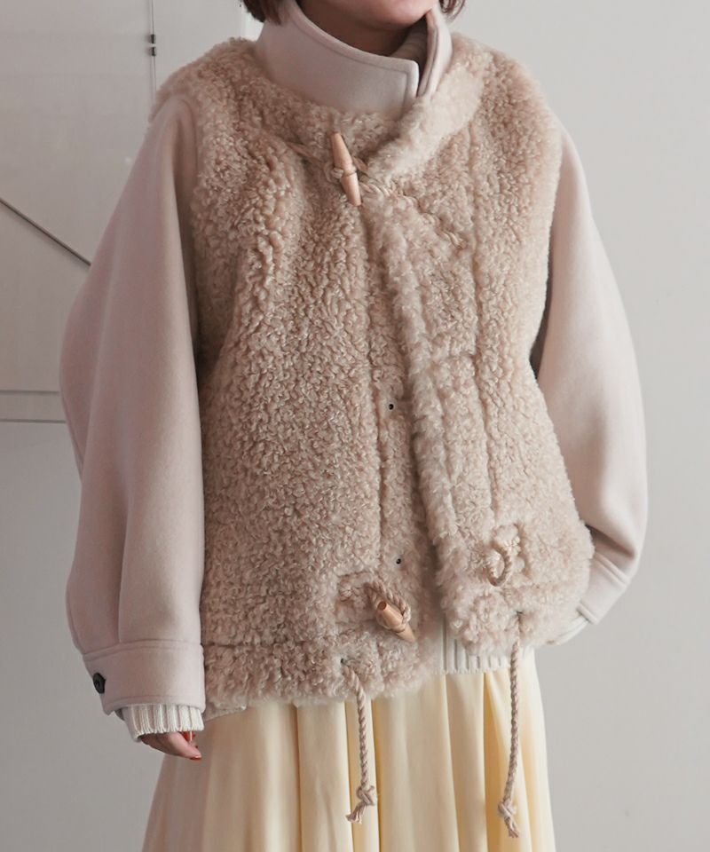 DOUBLE FACE FAUX SHEARLING DUFFEL JACKET