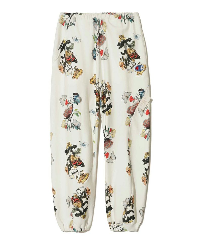 ＜UNDERCOVER＞BF総柄11.5oz CP裏毛ビーズ刺繍アシンメトリー切替PT