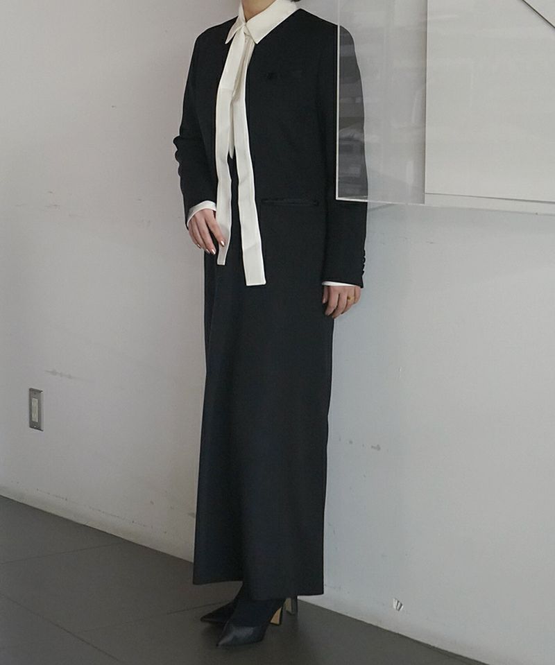 BLACK FORMAL KEY NECK JACKET DRESS