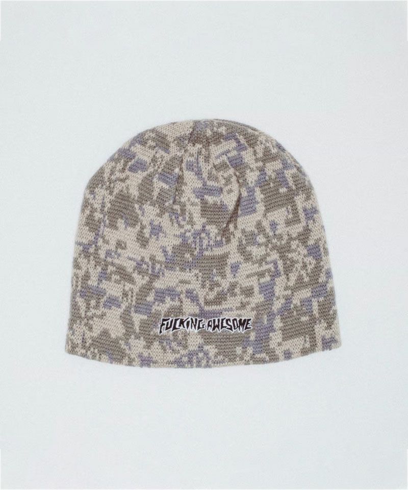 ＜Fucking Awesome＞Embroidered Stamp Logo Skully Beanie