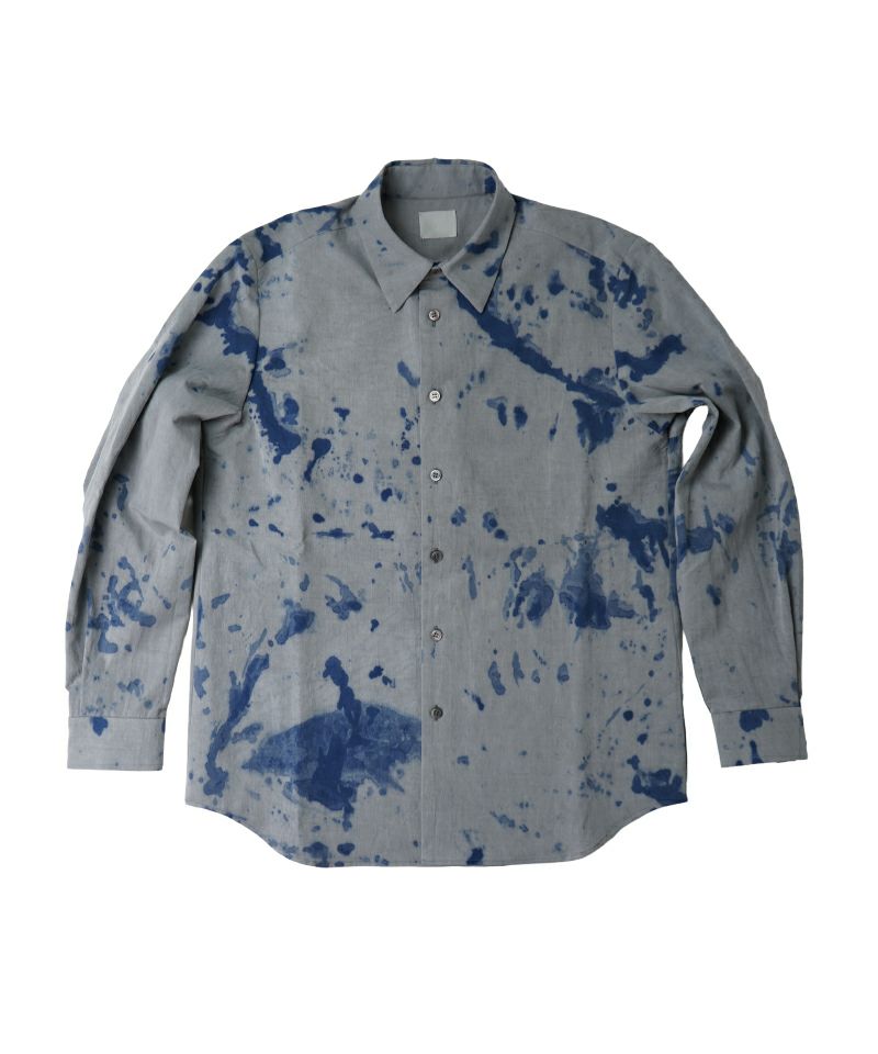 ＜山内＞塩縮加工ｺｯﾄﾝﾘﾈﾝｼｬﾂ-羽衿付き