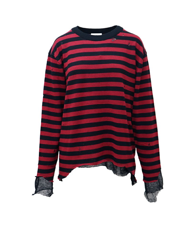 ＜KAMIYA＞Layered Horizontal Striped Knit