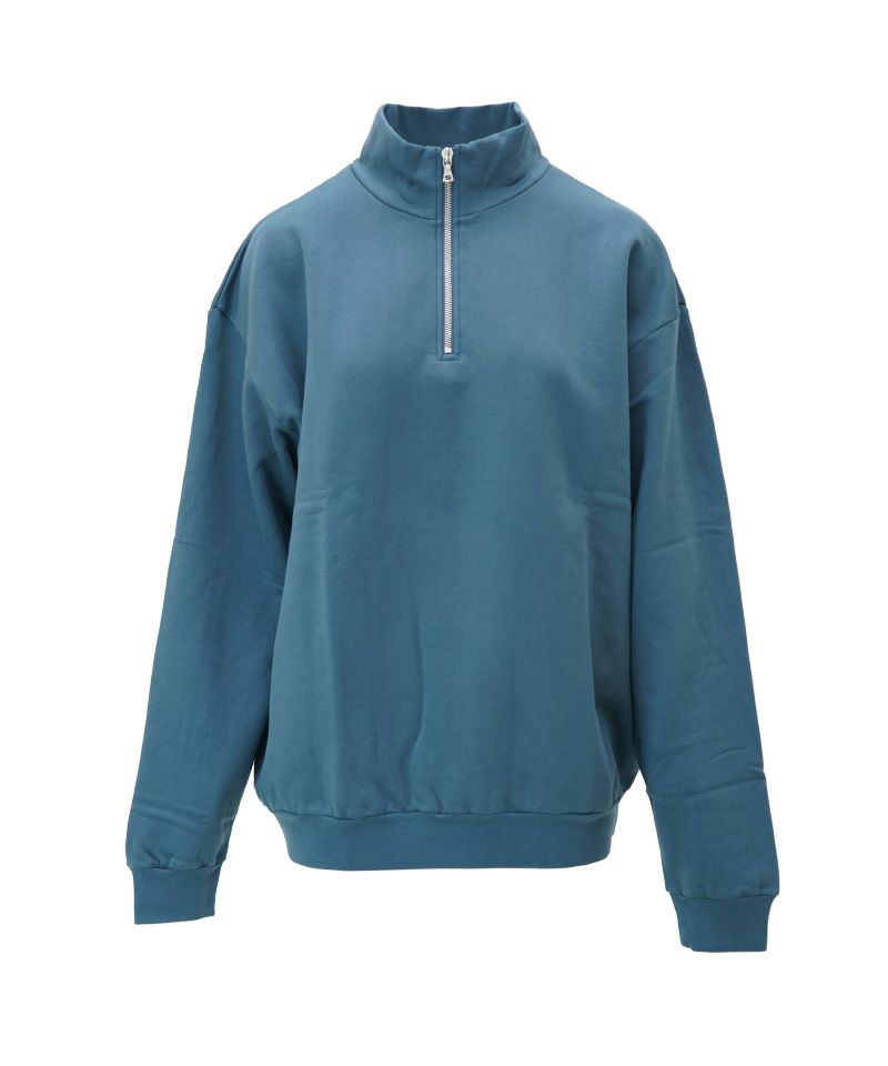 AURALEE＞ELASTIC HIGH GAUGE SWEAT HALF ZIP P/O | MAKES ONLINE STORE
