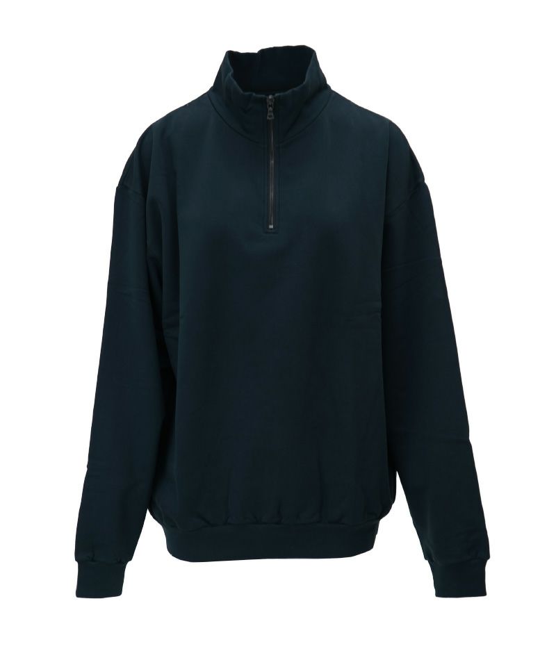AURALEE＞ELASTIC HIGH GAUGE SWEAT HALF ZIP P/O | MAKES ONLINE STORE