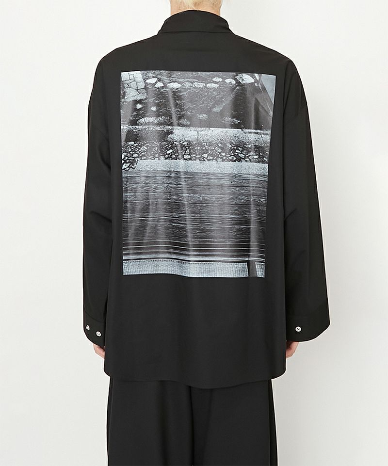 ALMOSTBLACK＞WVN KIMONO SLEEVE PRINT SHIRTS BLACK | MAKES ONLINE STORE