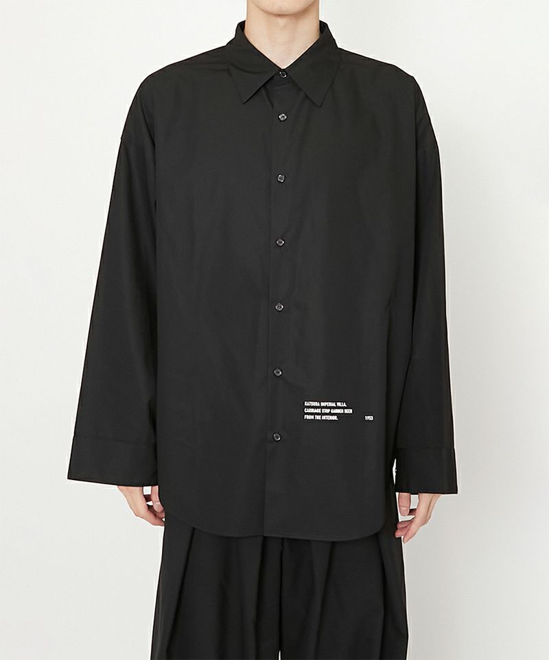 ALMOSTBLACK＞WVN KIMONO SLEEVE PRINT SHIRTS BLACK | MAKES ONLINE STORE