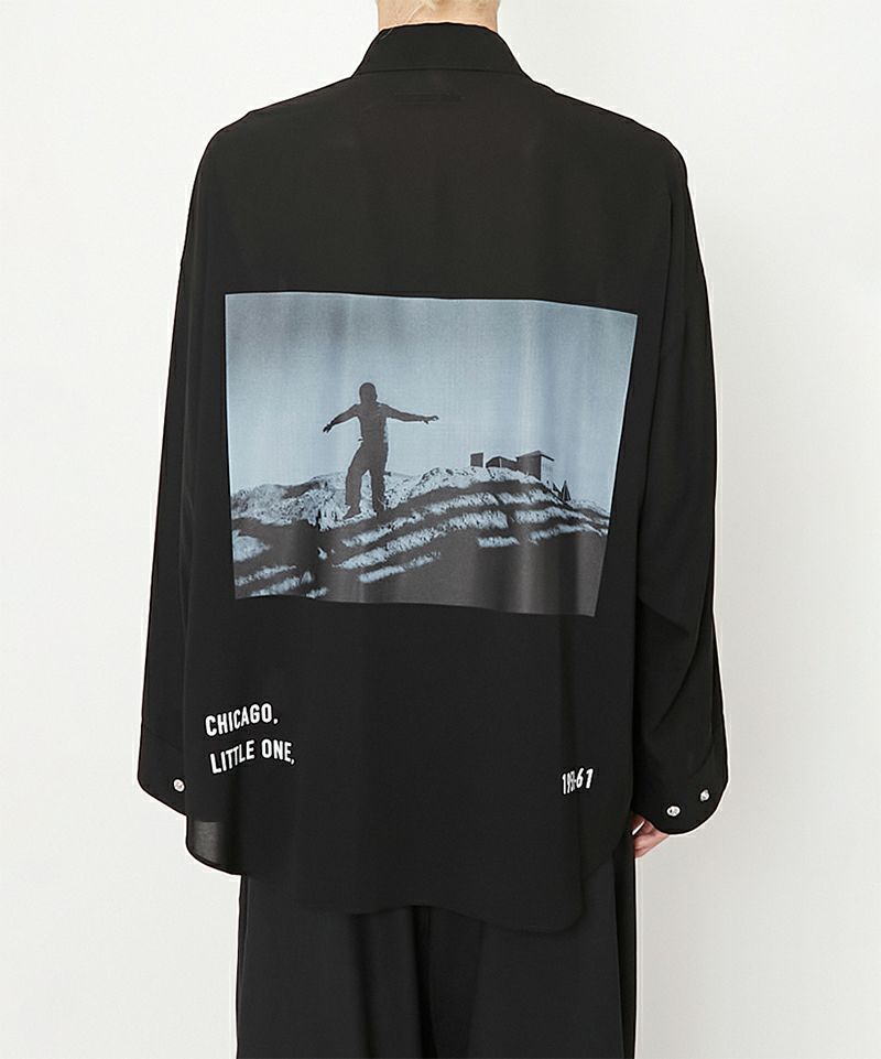 ALMOSTBLACK＞WVN KIMONO SLEEVE PRINT SHIRTS BLACK | MAKES ONLINE STORE