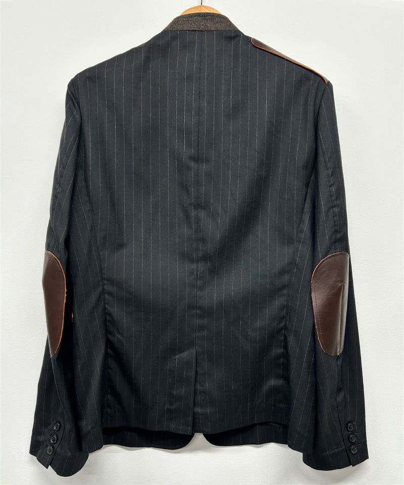 KHOKI＞Leather-Patch No-Collar Jacket | MAKES ONLINE STORE