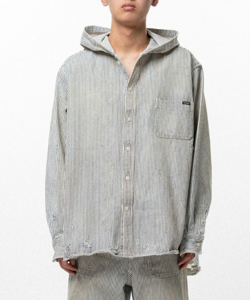 ＜KAMIYA＞Hooded Hickory Shirt