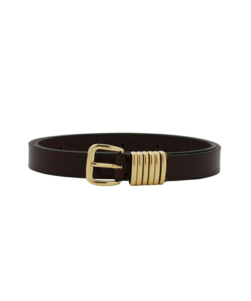 SLIM LEATHER BELT – ALL GOLD DETAIL