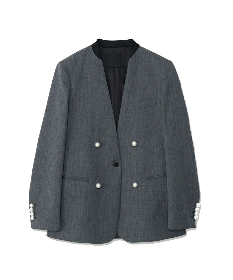 BLACK FORMAL GRAY NO COLLAR JACKET