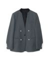 BLACK FORMAL GRAY NO COLLAR JACKET