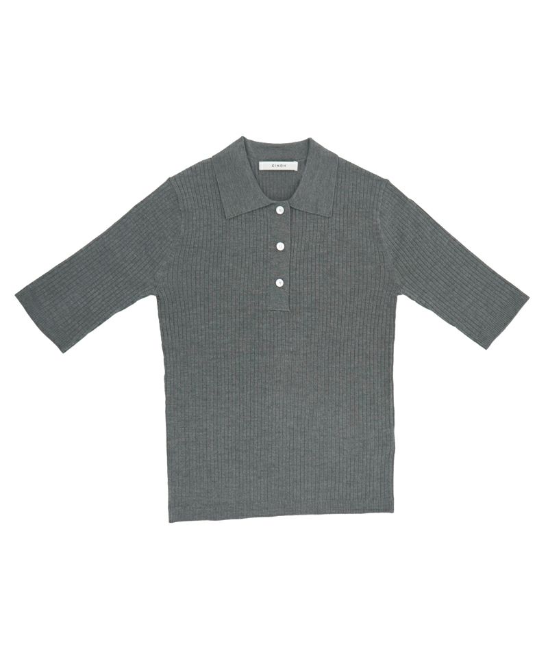 SILK RIB KNIT SHORT-SLEEVE POLO