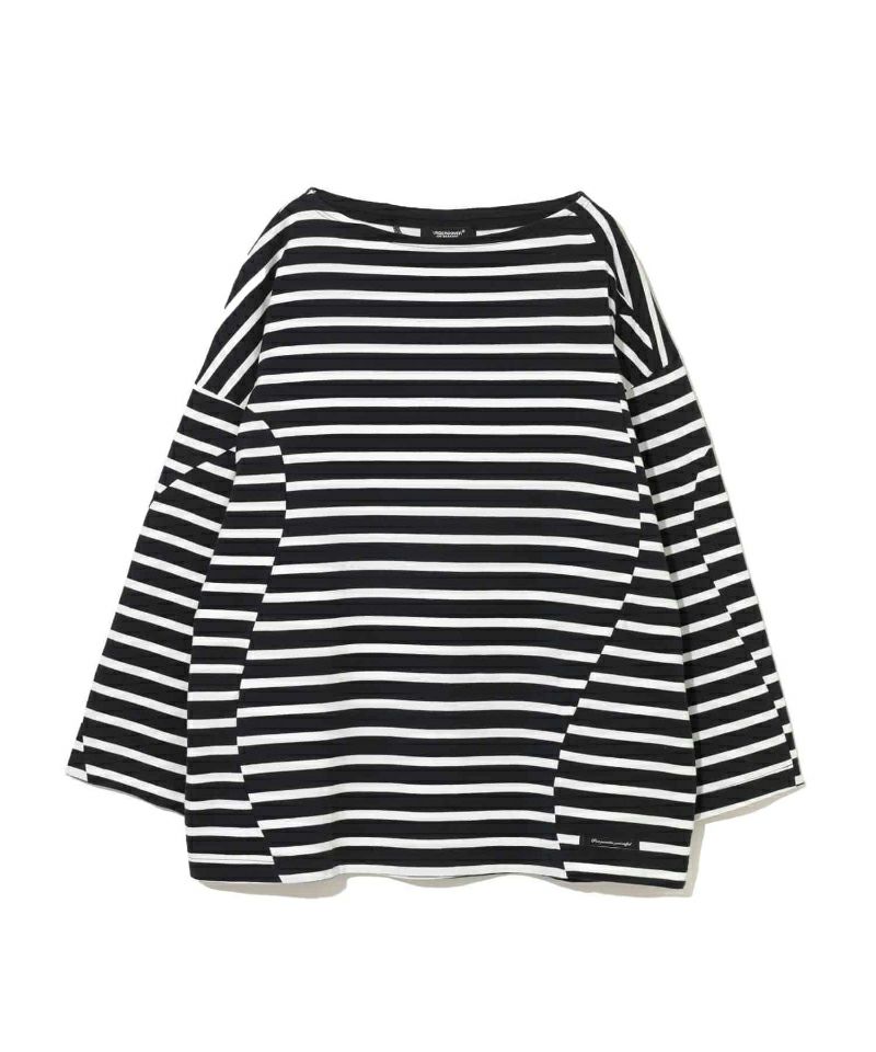 ＜UNDERCOVER＞度詰ボーダーポートネック8分袖CS