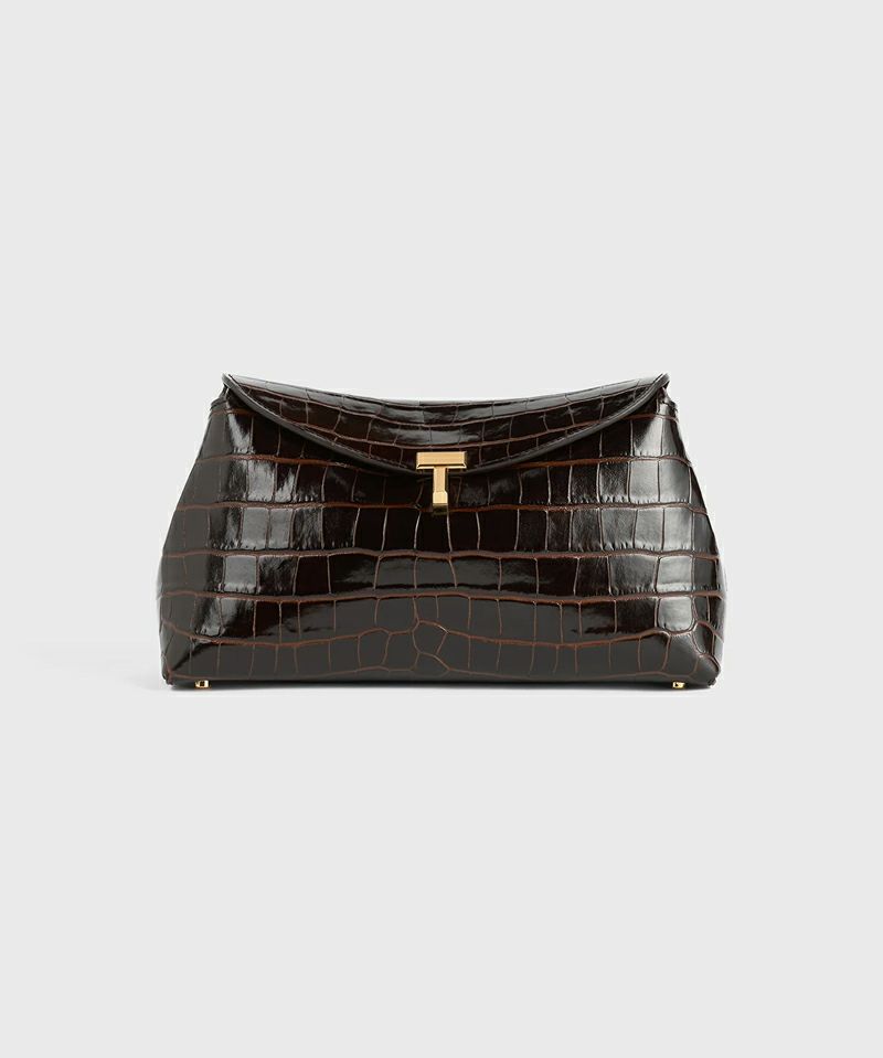 T-Lock croco-embossed clutch