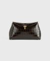 T-Lock croco-embossed clutch