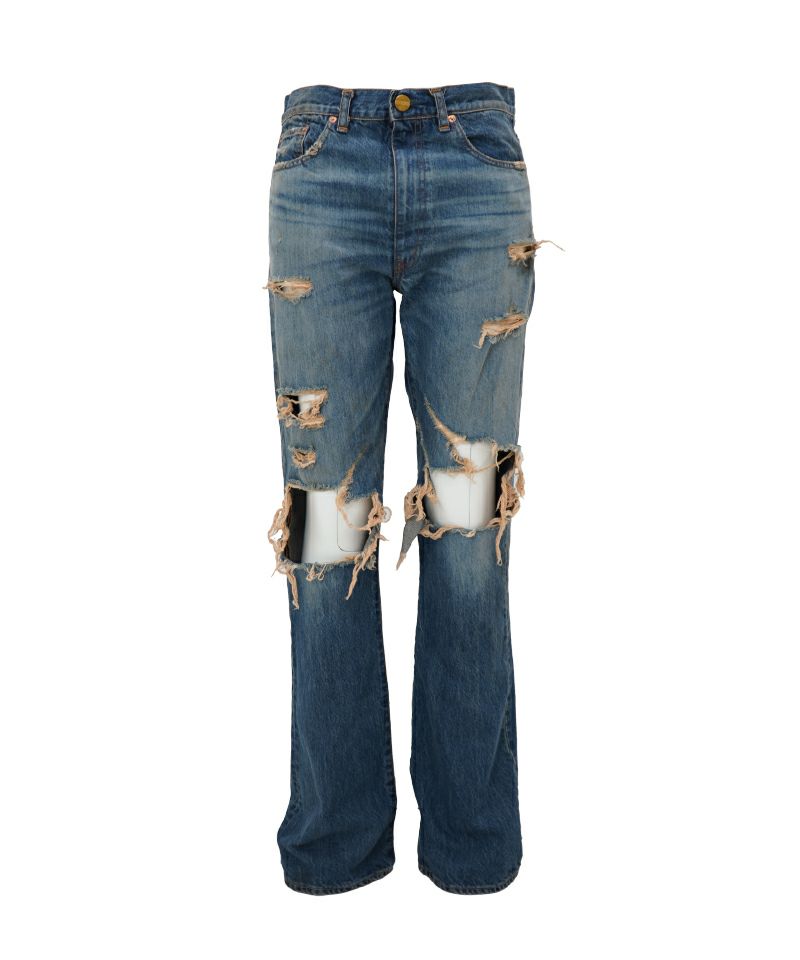 ＜KAMIYA＞Distressed Slim Bootcut Jeans