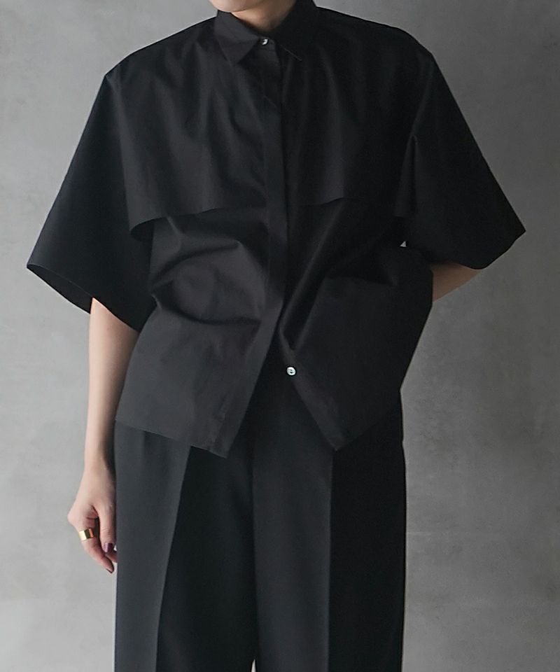 Organic cotton poplin half sleeve blouse