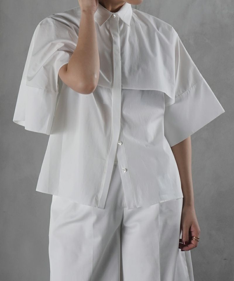 Organic cotton poplin half sleeve blouse