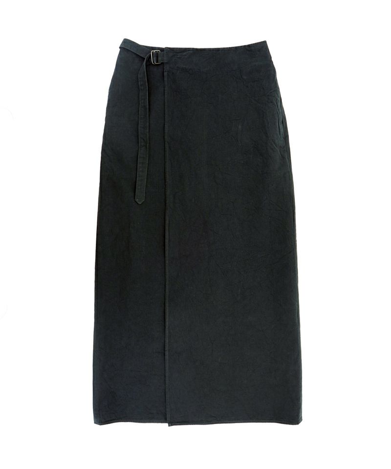 Hard Twist Gabardine Wrap Belted Skirt